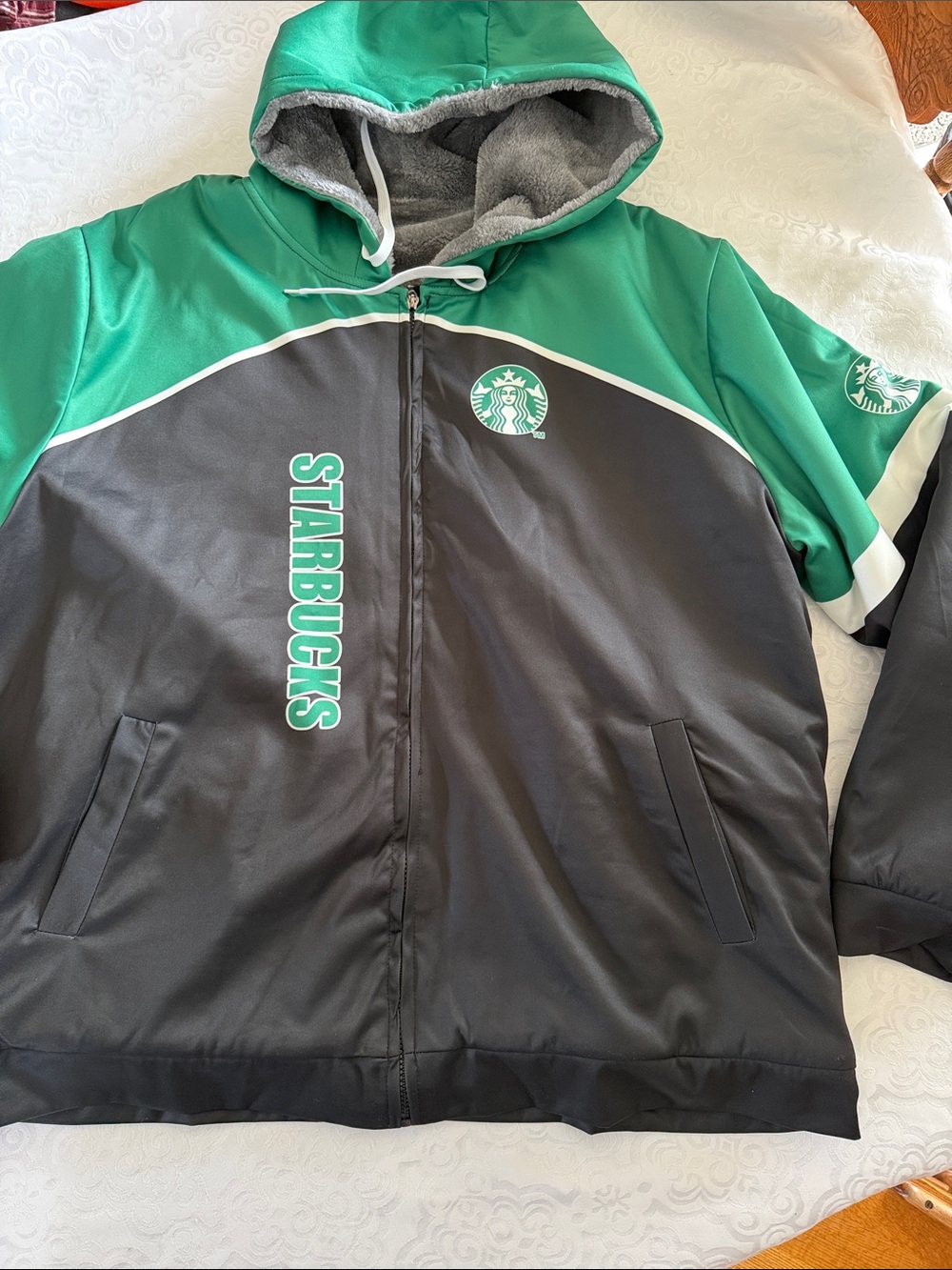 Starbucks Green and Black Men’s Hooded Jacket